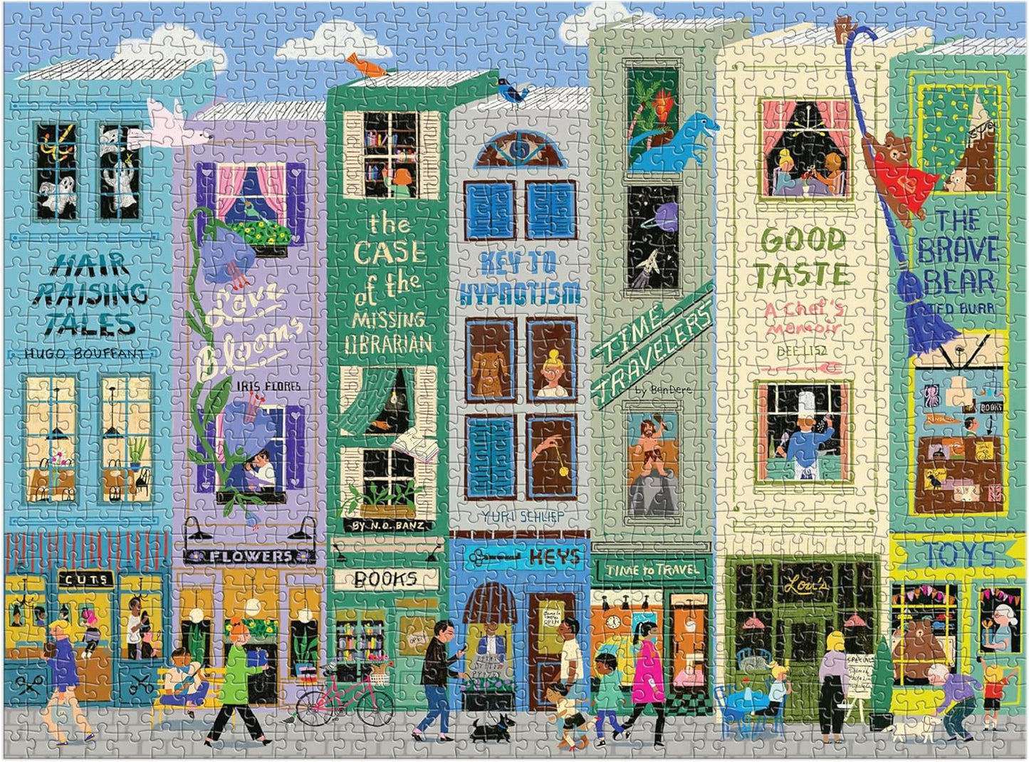Galison Main Street Books – 1000 Piece Jigsaw Puzzle Featuring Beautiful Artwork of A Book Themed Neighborhood