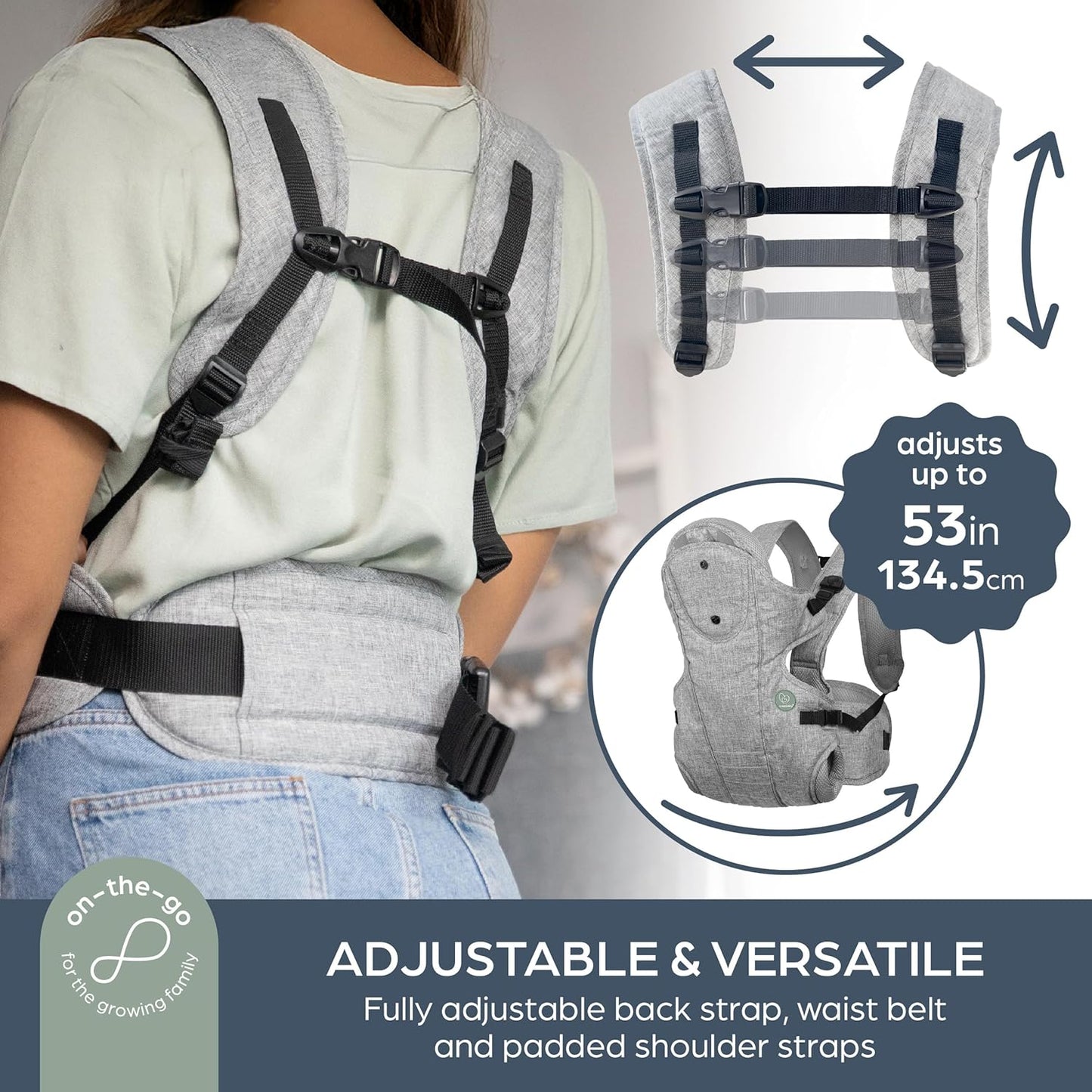 Dreambaby Oxford Adjustable 3-in-1 Position Baby Carrier - Comfortable and Stylish Baby Wrap for Newborns to Toddlers -Suitable for Children 7.5 – 33lbs (Approximately 3-12 Months of Age)