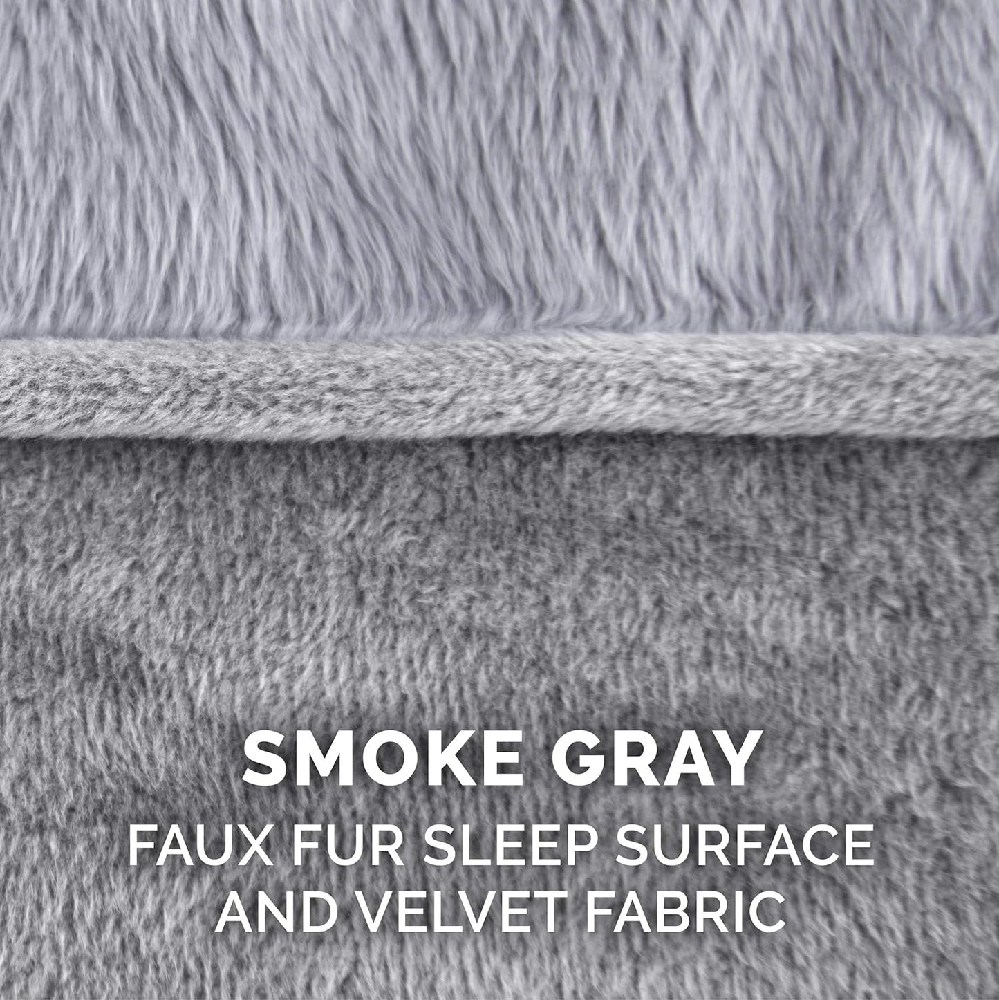 Furhaven Dog Bed Sofa Faux Fur & Velvet Sofa - Smoke Gray, Large W/Same Size Waterproof Liner