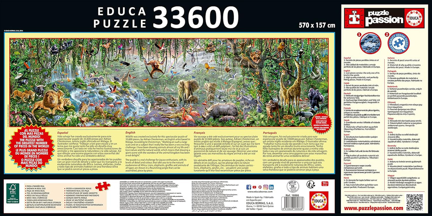 Educa 33,600 Piece Wild Life Puzzle with Wheeled Wooden Carry Case