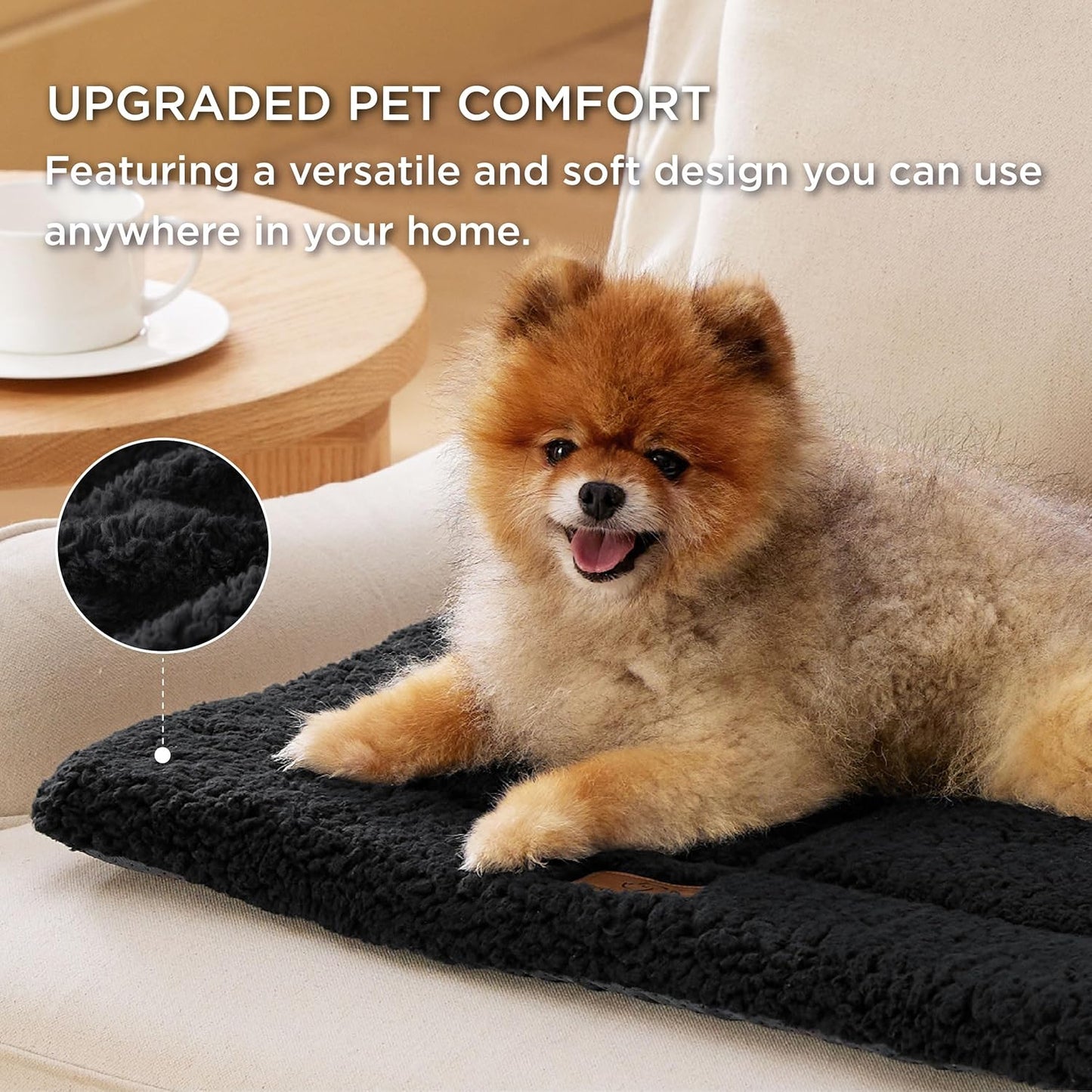 Bedsure Washable Dog Crate Bed for Large Dogs, Soft Foam Floor Pet Mat, Versatile Lightweight Pet Crate Pad for Cages