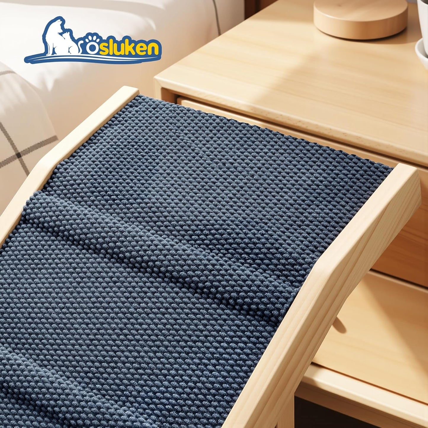 Dog Ramp for Bed, L64 W17 Foldable Pet Ramp for Small Large Dogs Cats, Dog Ramps for High Beds Car, High Traction with Platform 6 Adjustable Heights 24" to 30" Up to 220LBS, Wood
