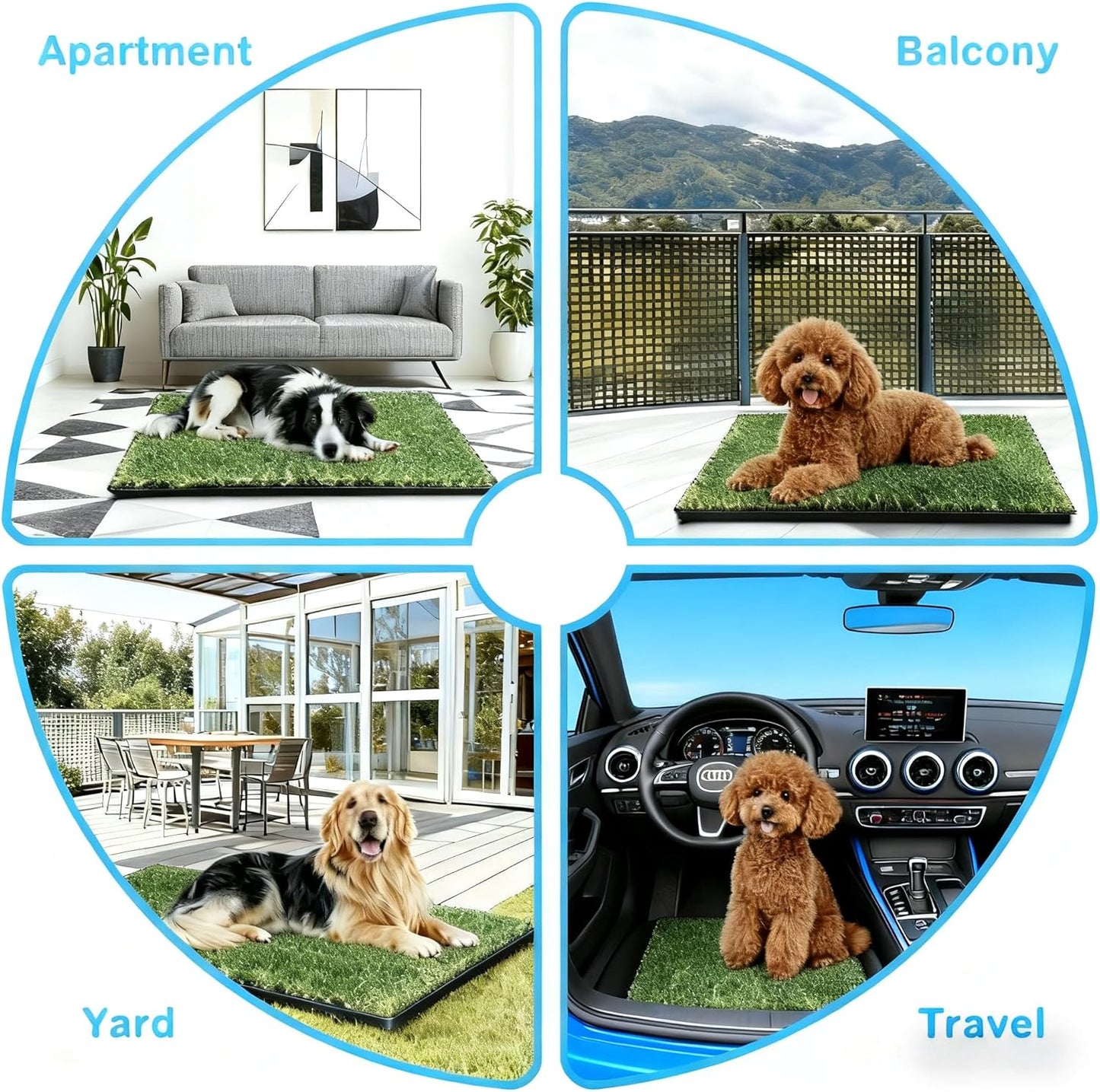Dog Grass Pad with Tray, 34''X23'' Large Artificial Turf Potty, Reusable Puppy Pee Pads for Dogs, Portable Dog Litter Box for Indoor/Outdoor Potty Training Toilet