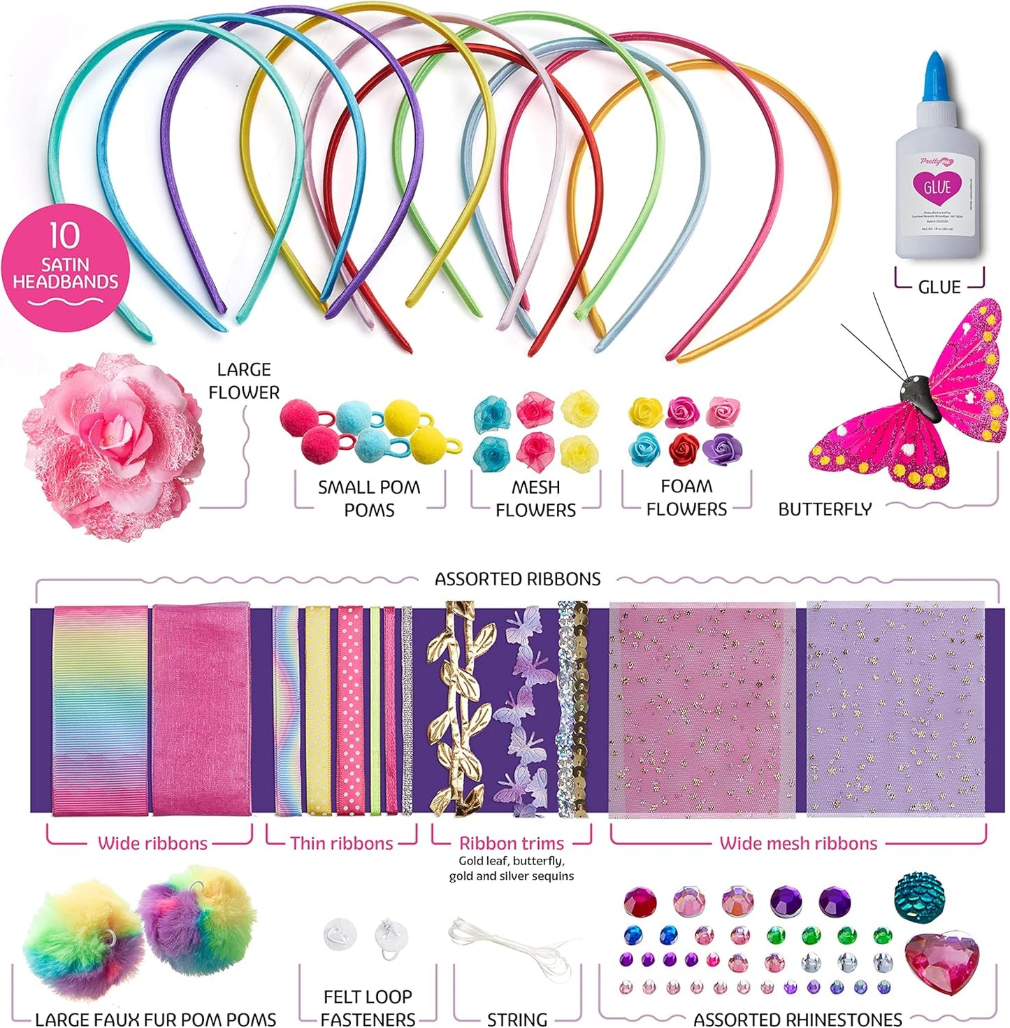 Pretty Me Headband Making Kit for Girls - Arts & Crafts Easter Gift - Make Your Own Fashion Headbands for Kids - DIY Hair Accessories - Gift for Ages 5-12 Year Old Girl - Little Kids Art & Craft Gifts