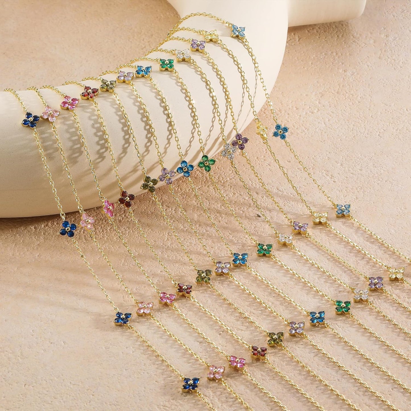 Birthstone Gold Necklace for Women Dainty Non Tarnish 14K Gold Plated Diamond Choker Necklaces Clover Emerald Green Cubic Zirconia Necklace Birthday Valentine's Day Gifts Womens Prom Gold Jewelry