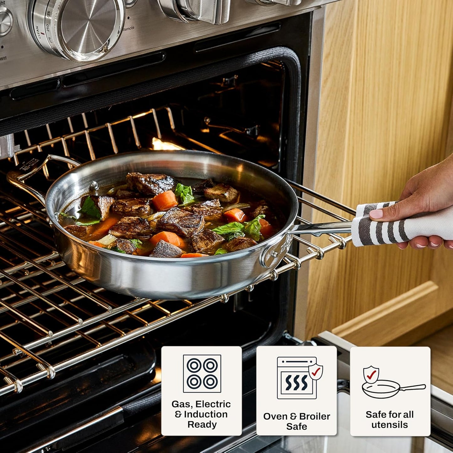 All-Clad D5® Stainless Steel Core 5 Piece Cookware Set- Made in USA- The Upgrade for Supremely Even Heat- Includes Frying Pans, Saucepan, Sautépan -Oven Safe & Induction Compatible