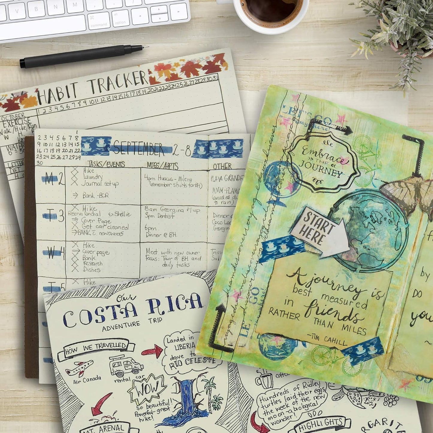 Wanderings Dotted Passport Size Travelers Notebook Inserts | 3.5" x 5" / 9cm x 12.5cm | 80gsm Paper | 3 Hand-Stitched Booklets/180 Pages | Travelers Notebook Refills for Journals, Diaries, Planners