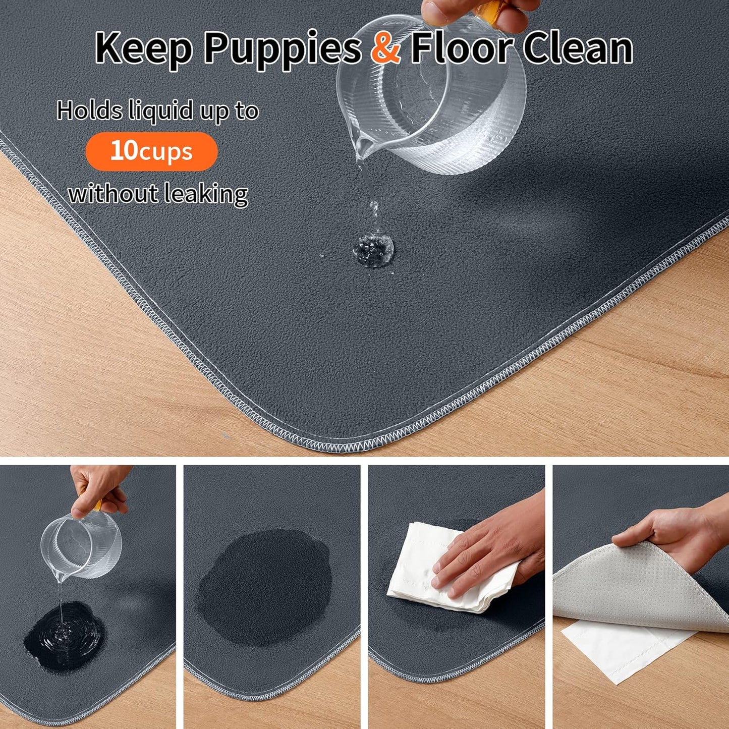 Reusable Pee Pads for Dogs + Pet Grooming Glove,Washable Pee Pads with Fast Absorbent Non-Slip Quick Dry,Whelping Pad for Playpen/Crate,Waterproof Puppy Potty Training Pads,Floor Mat for Pet