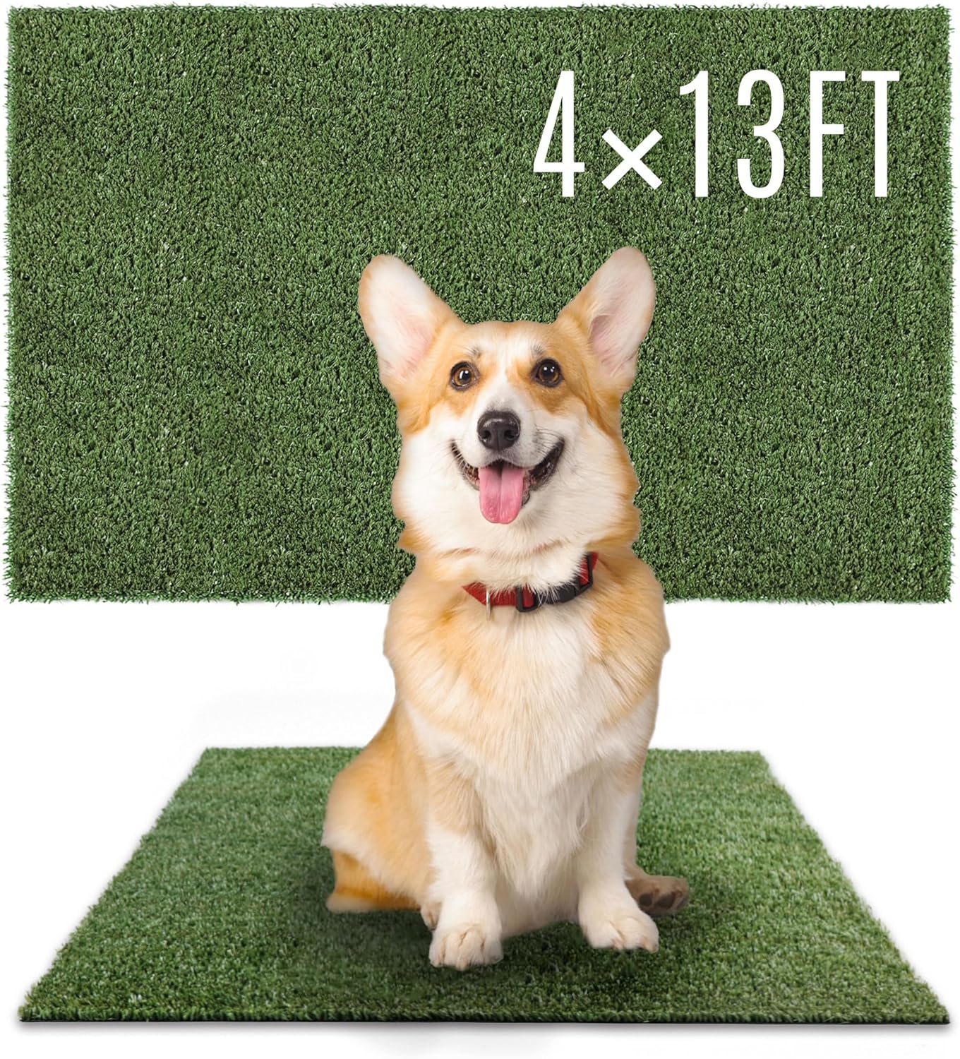 SUNTURF Dog Grass Pads 4 x 13 FT, 0.4" Artificial Grass Pee Pads for Dogs Potty Extra Large Fake Grass Rug Turf Mat for Dogs Training Garden Lawn Artificial Grass Rug Indoor Outdoor