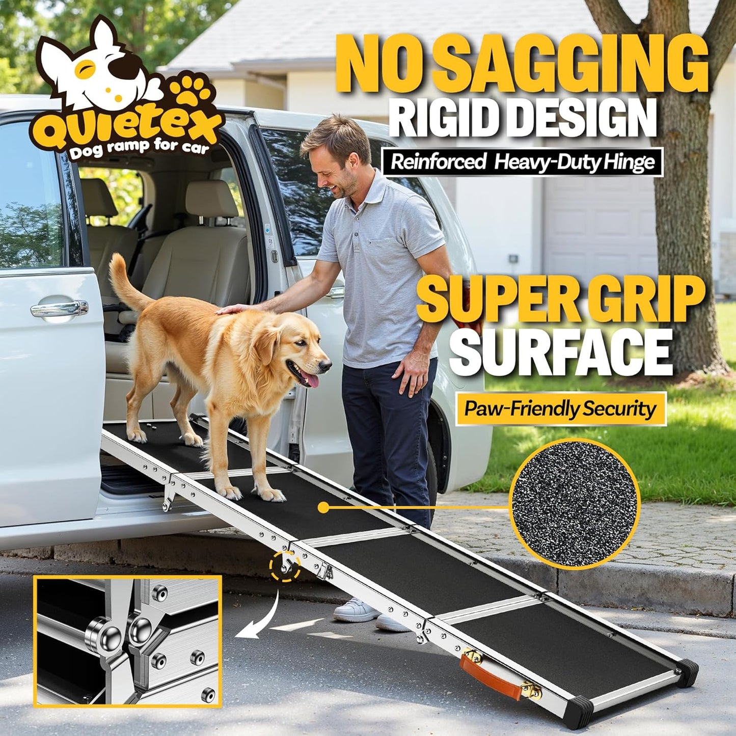 Extra Long 71”Dog Ramp Folding Pet Ramp for Car Large Dogs with Non-Slip Surface Dog Ramps up to 200 lb for Car SUV Truck
