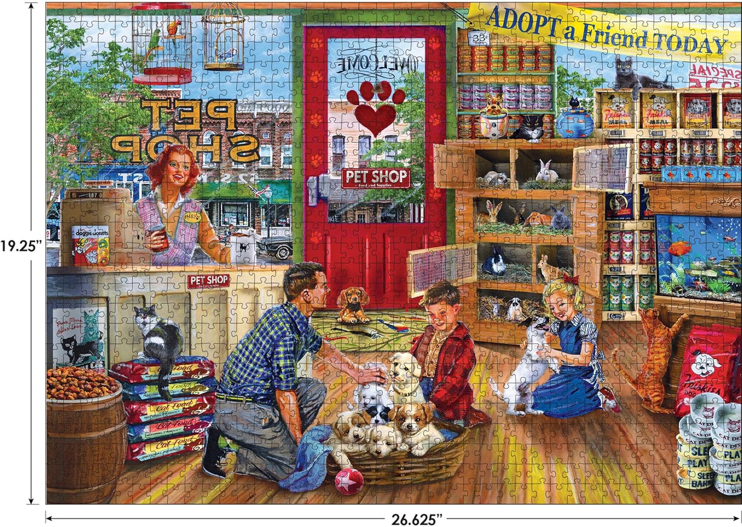 RoseArt - Back to The Past - Pet Store Friends - 1000 Piece Jigsaw Puzzle for Adults