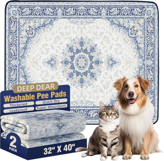 Washable Pee Pads for Dogs 40"x32" 2 Pack, Reusable Dog Pads Extra Large, Super Absorbent Puppy Pads XL, Waterproof & Leak-Proof Dog Pee Pads, Non-Slip Training Pads for Pet Housebreaking