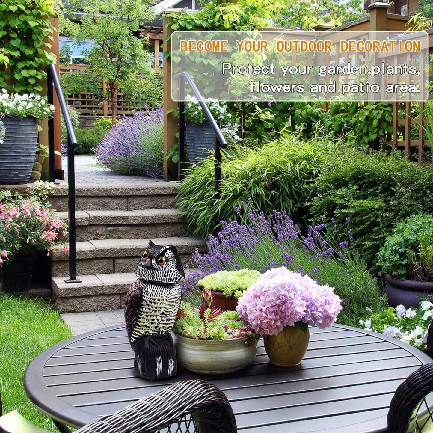 Hedoc Fake Owl Decoys to Scare Birds Away, Rotating Head Sculptures, Nature Enemy Scarecrow Plastic Statues, Pest Repellent, Bird Control and Pigeon Deterrent Outdoor Yard, Garden Protectors