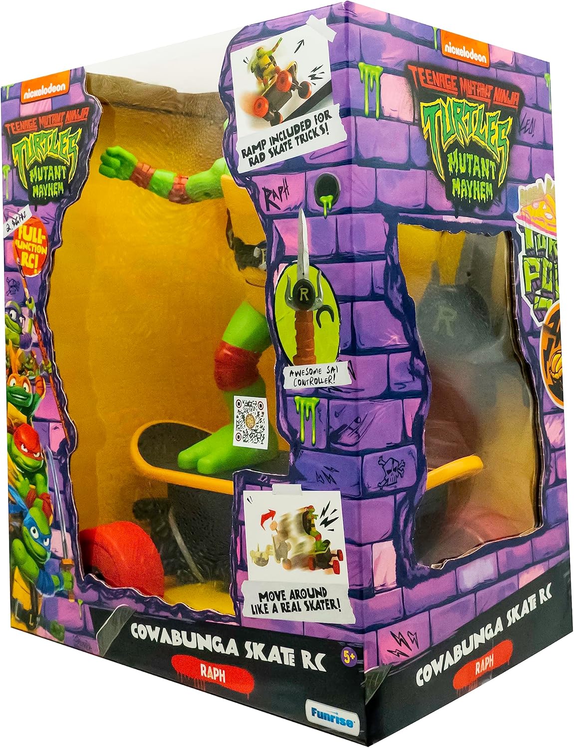 Teenage Mutant Ninja Turtles, Remote Control Skate Toy, Raphael Cowabunga RC Car, imitates Real Skate Tricks, Ages 3+