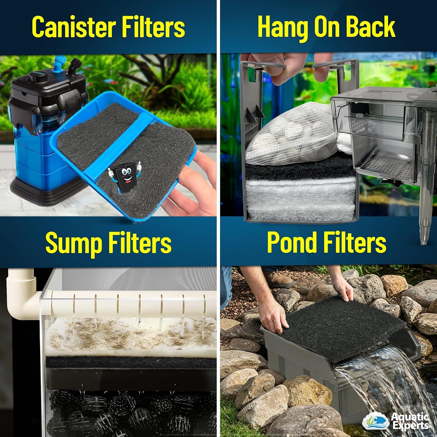Aquarium Carbon Pad – Cut‑to‑Fit Carbon Infused Filter Pad Media for Crystal Clear Fish Tanks and Ponds, 3/8"–1/2" Thick (10.5 Inch Width, 36 Inch Long)