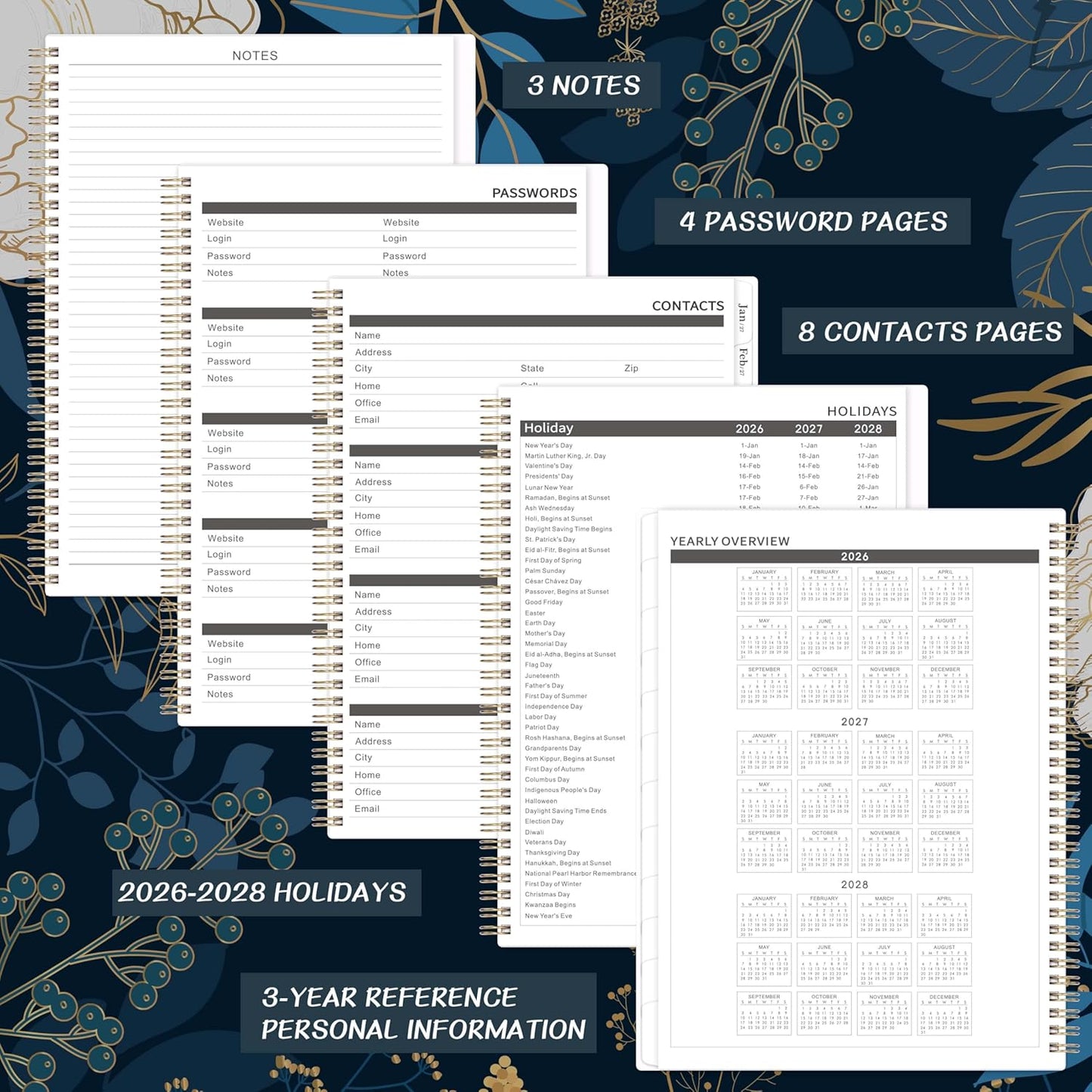 2026-2028 Monthly Planner - 2 Year Monthly Planner/Calendar 2026-2028, July 2026 - June 2028, 11" x 9", 24 Monthly Planner with Tabs, Back Pocket, Holidays, Twin-Wire Binding, Note Pages