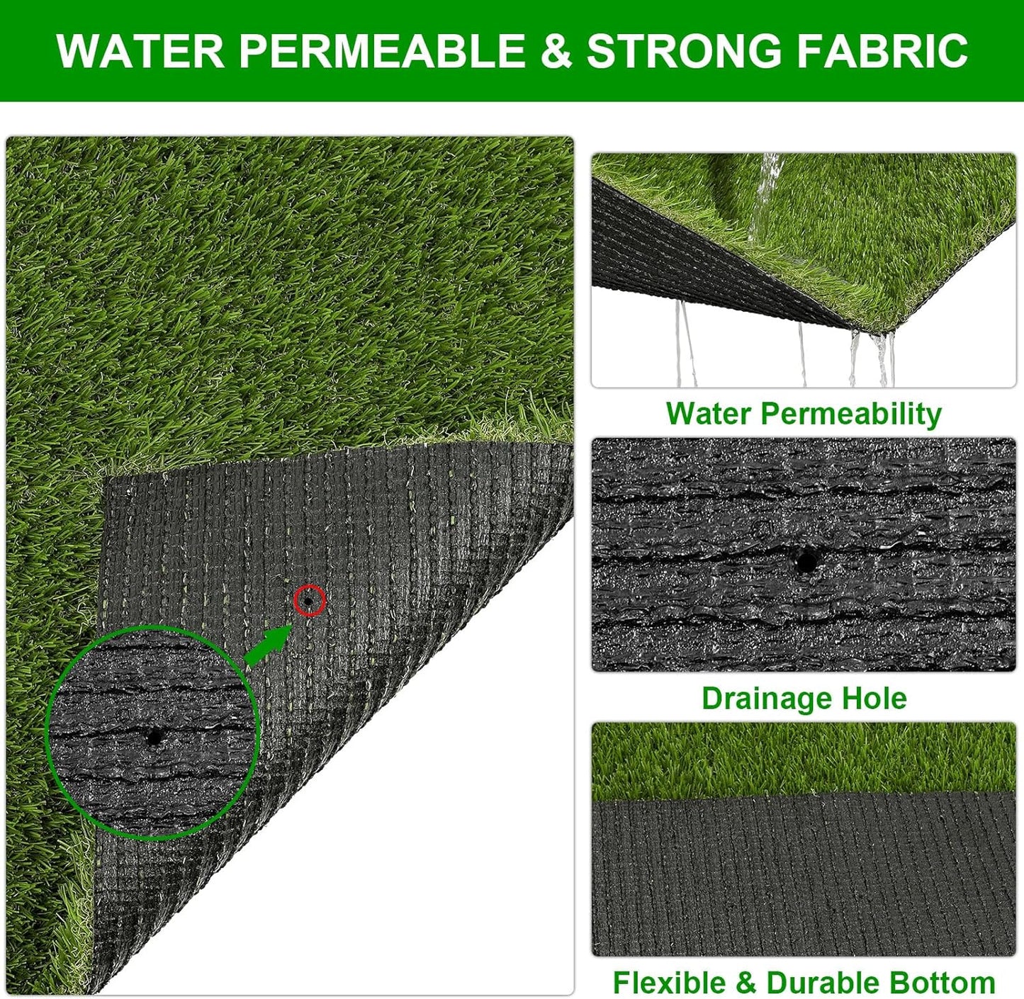 SHACOS Artificial Grass Pad for Dogs 20x25 inches Dog Pee Grass Potty Training Pads for Puppies Replacement Turf Reusable Dog Training Mat with Drainage Holes Outdoor Rug Patio Lawn Decoration