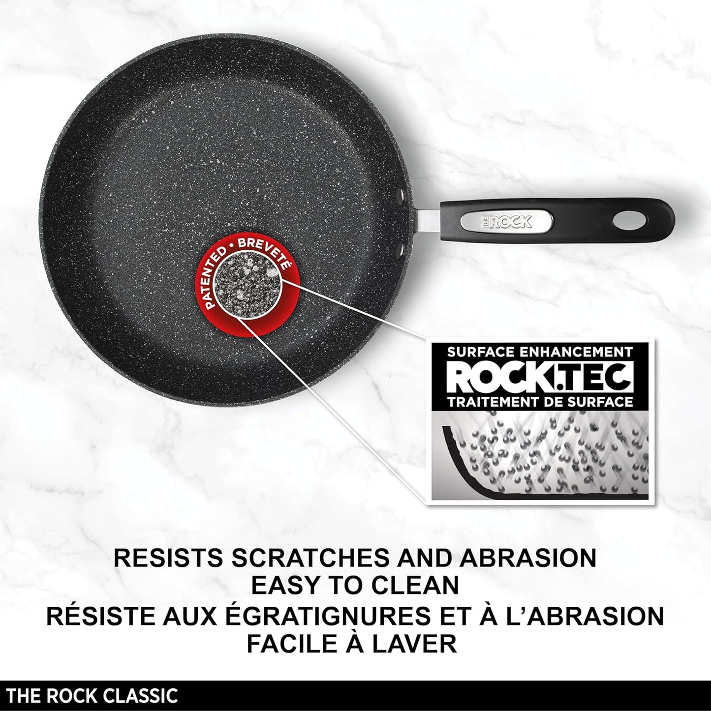 Starfrit The Rock 8PC Non-Stick Cookware set - Durable Forged Aluminum - Oven Safe - PFOA Free - Easy to Clean - Black