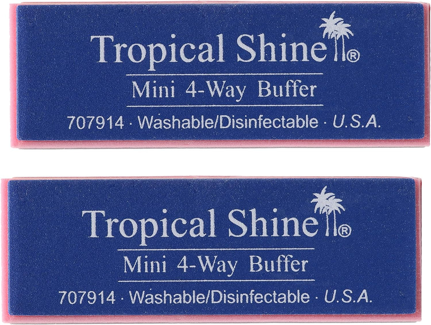 Tropical Shine Mini 4 Way Buffer Block - Professional Nail Buffering Block for Shaping, Smoothing, and Polishing Nails - Portable Nail Care (2 Pack)