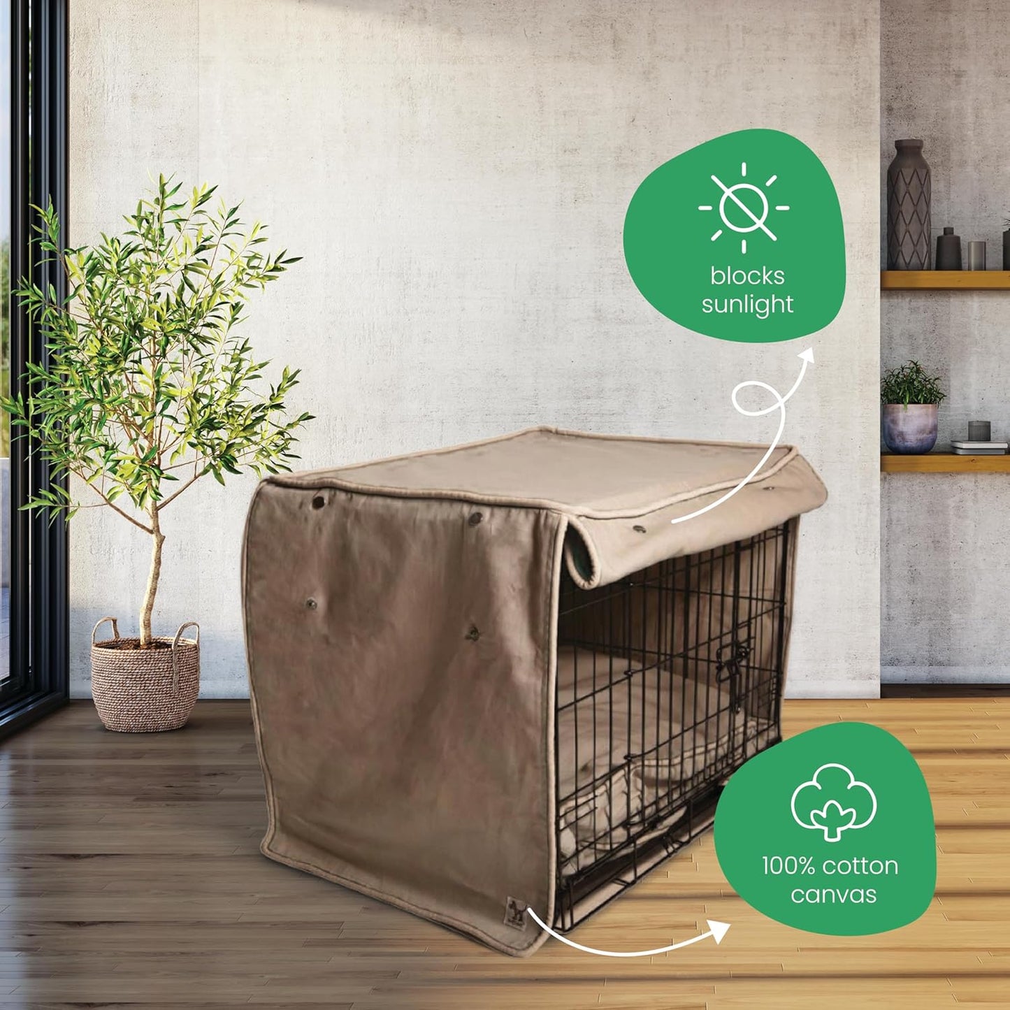 Molly Mutt Wild Horses Dog Crate Cover, 100% Cotton Canvas Cover with 2 Roll-Up Panels, Ideal for Dog or Cat Crate, Durable, Washable, and Free of Harmful Chemicals, 42" x 28" x 31"