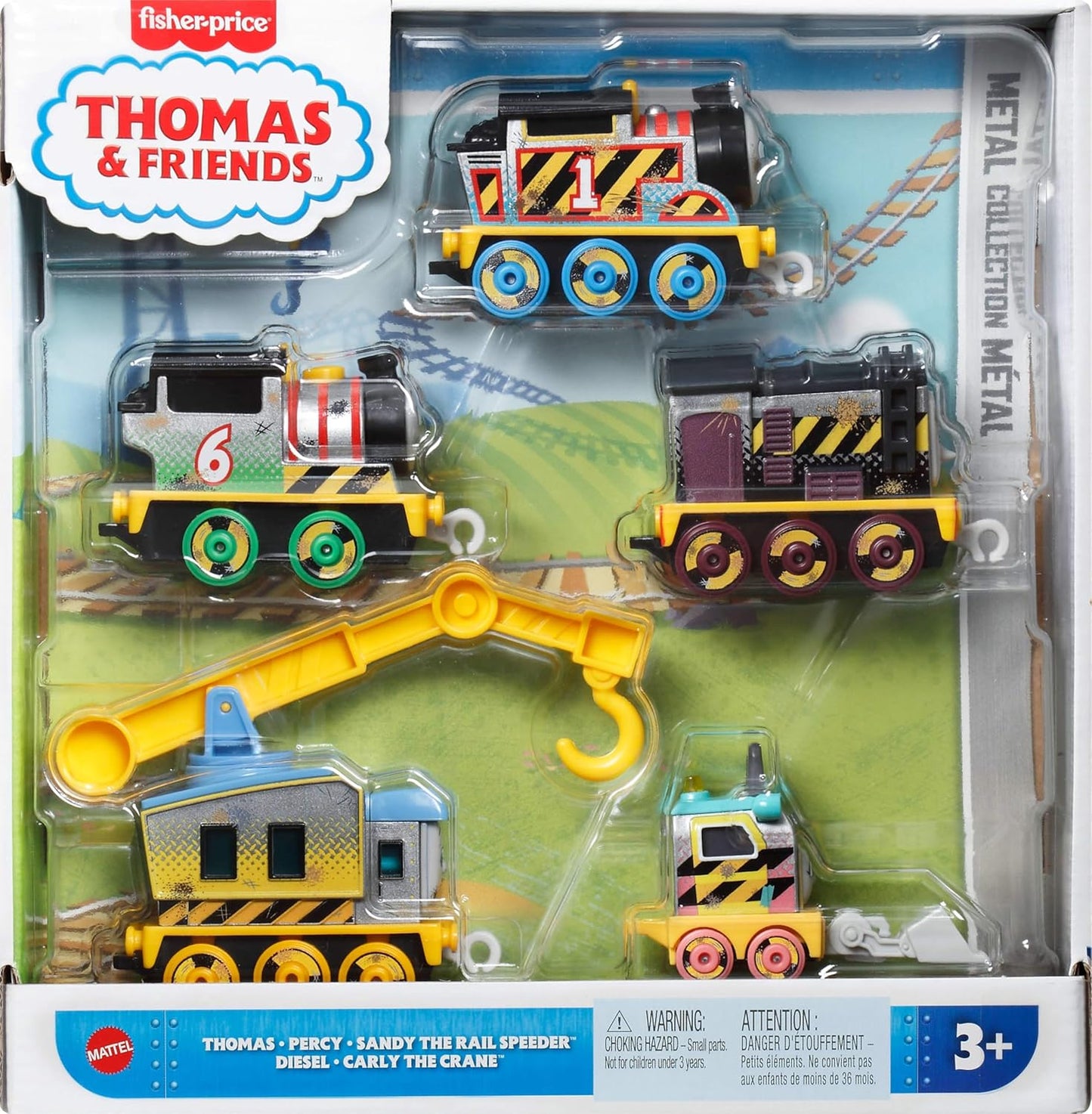 Thomas & Friends Diecast Vehicle Set Construction Crew 5 Push-Along Toy Train Engines for Preschool Kids Ages 3+ Years