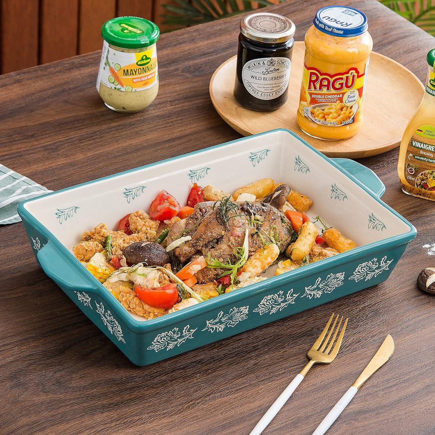 Wisenvoy Baking Dish Ceramic Lasagna Pan Casserole Dish 3-Piece Bakeware Sets Baking Dishes Baking Set Baking Dish Set