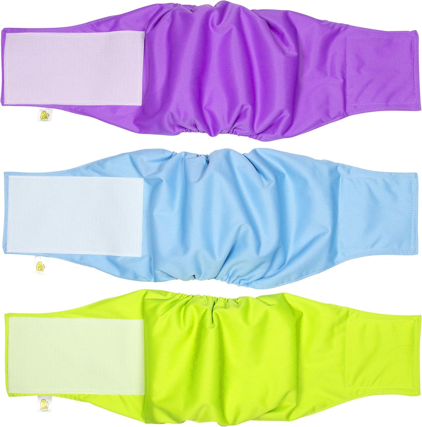 Pet Magasin Male Dog Belly Manner Band Wraps Nappies, 3-Pack, Blue Green and Purple, Medium