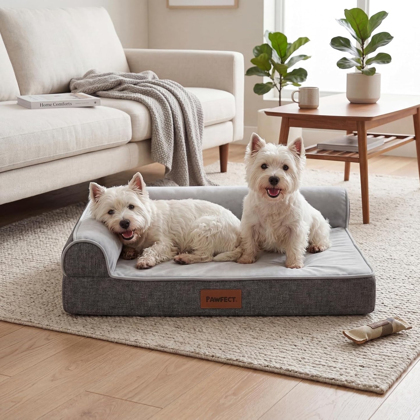 Pawfect Orthopedic Dog Bed for Medium, Large & XL Dogs, 7” High Density Memory Foam Pet Bed with Waterproof Liner, Double Removable Washable Covers, Bolster Dog Couch Bed with Non-Slip Bottom (Small)