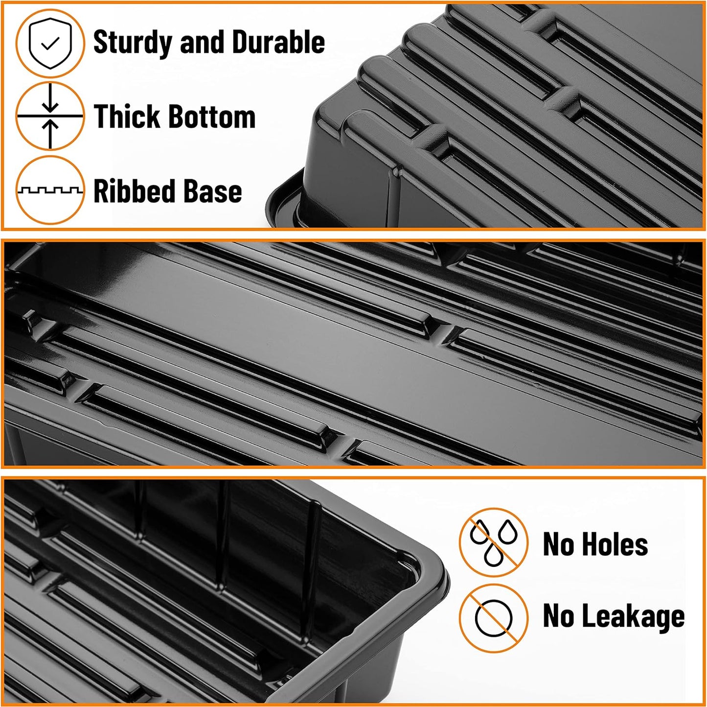 Mr. Pen- Plastic Growing Trays, 5Pack, Black, 17x10, Plant Tray, Seed Tray, Seedling Tray, Propagation Tray, Plant Trays for Seedlings, Planting Trays, Microgreens Growing Trays, Seedling Starter Tray