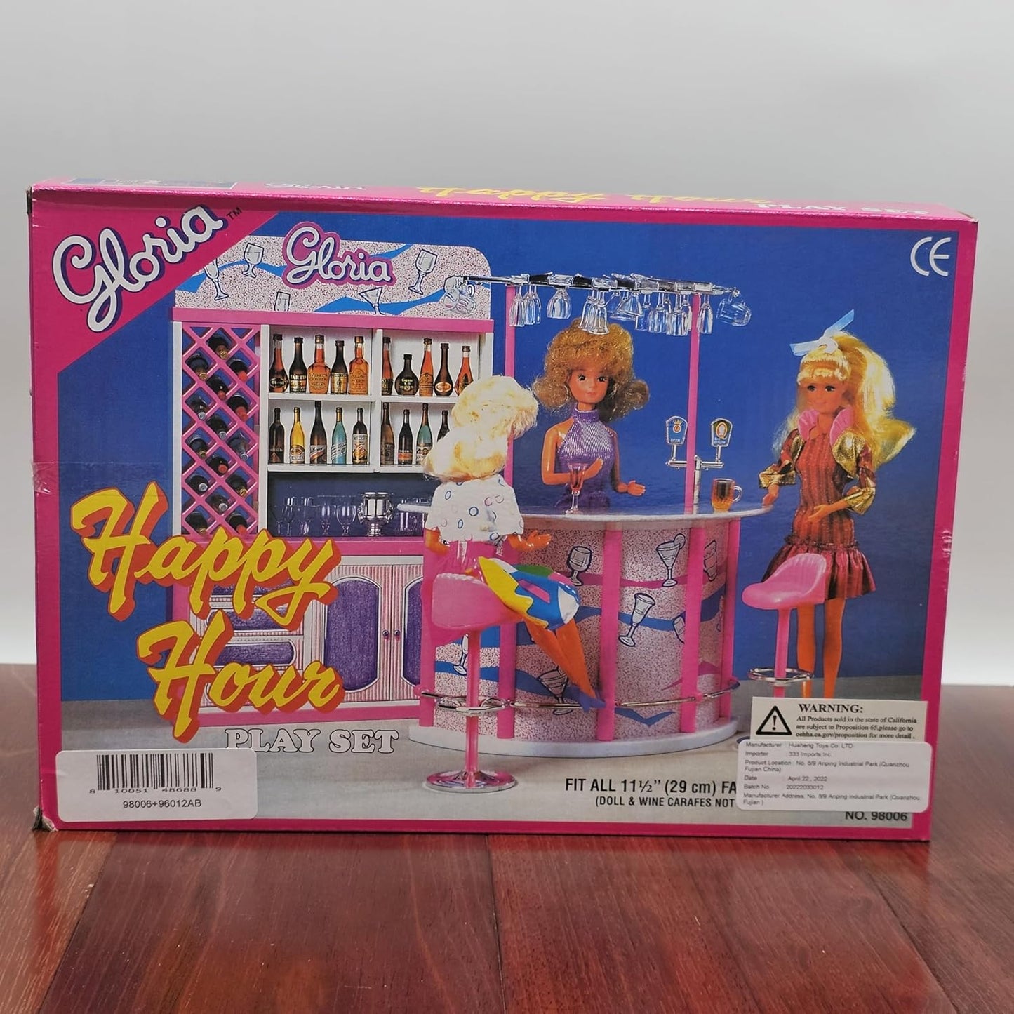 Gloria Bar Counter, Wine Racks,Liquor Bottles and Cups for Dolls Accessories