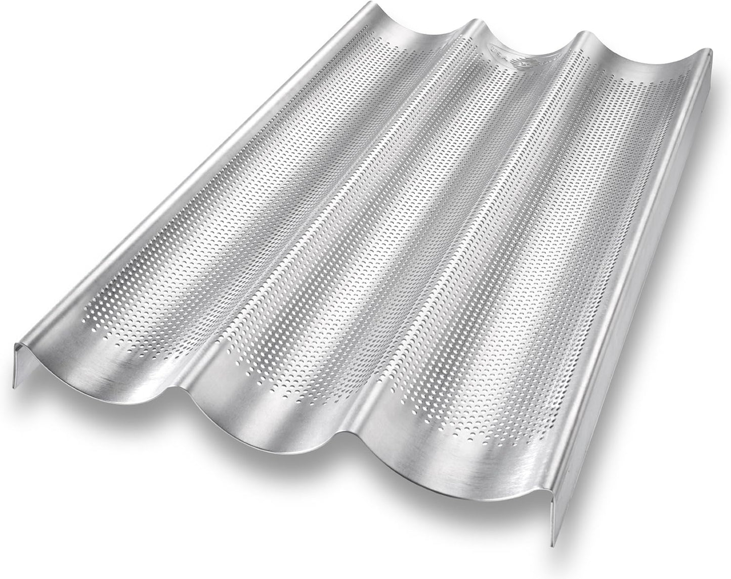 USA Pan Bakeware Aluminum Perforated Nonstick French Baguette Bread Pan, 3-Loaf
