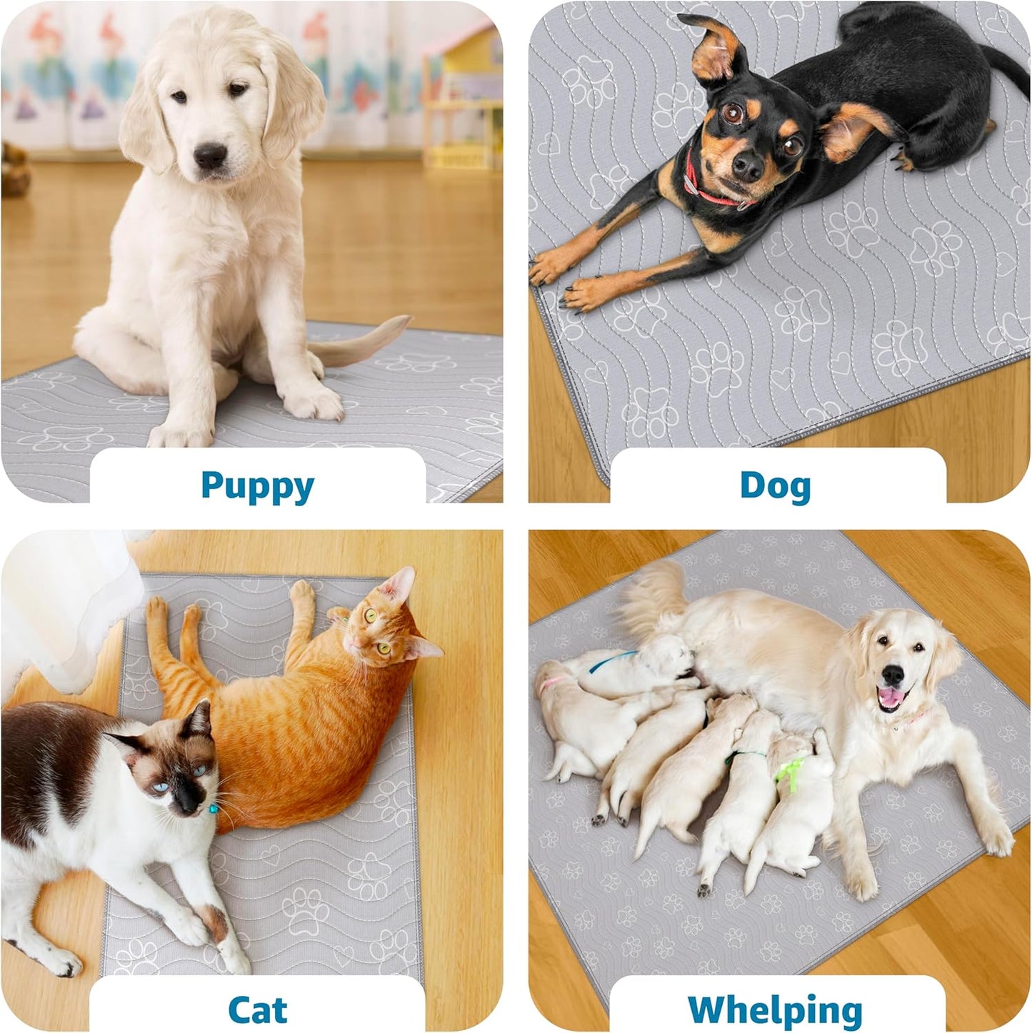 IMPROVIA® Reusable Puppy Pad – Waterproof, Extra-Absorbent, Washable Pee Pad for Dog Training, Whelping, & More – Protect Your Floors & Pet with Quick-Drying Potty Pad (Paws & Hearts, Small 18"x24")