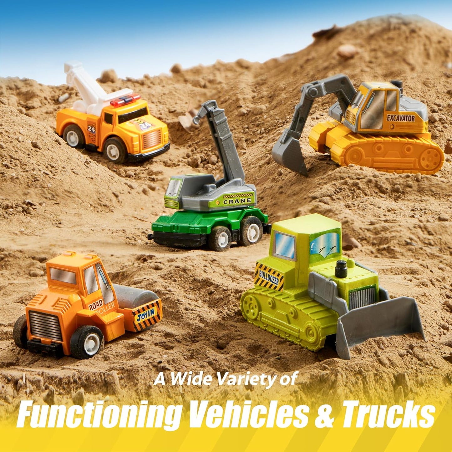 JOYIN 18 Pcs Pull Back City Cars and Trucks Toy Vehicles Set, Friction Powered Cars Toys for Toddlers, Easter Basket Stuffers, Party Favors for Kids 3-5, Gifts for Boys and Girls, Easter Egg Fillers