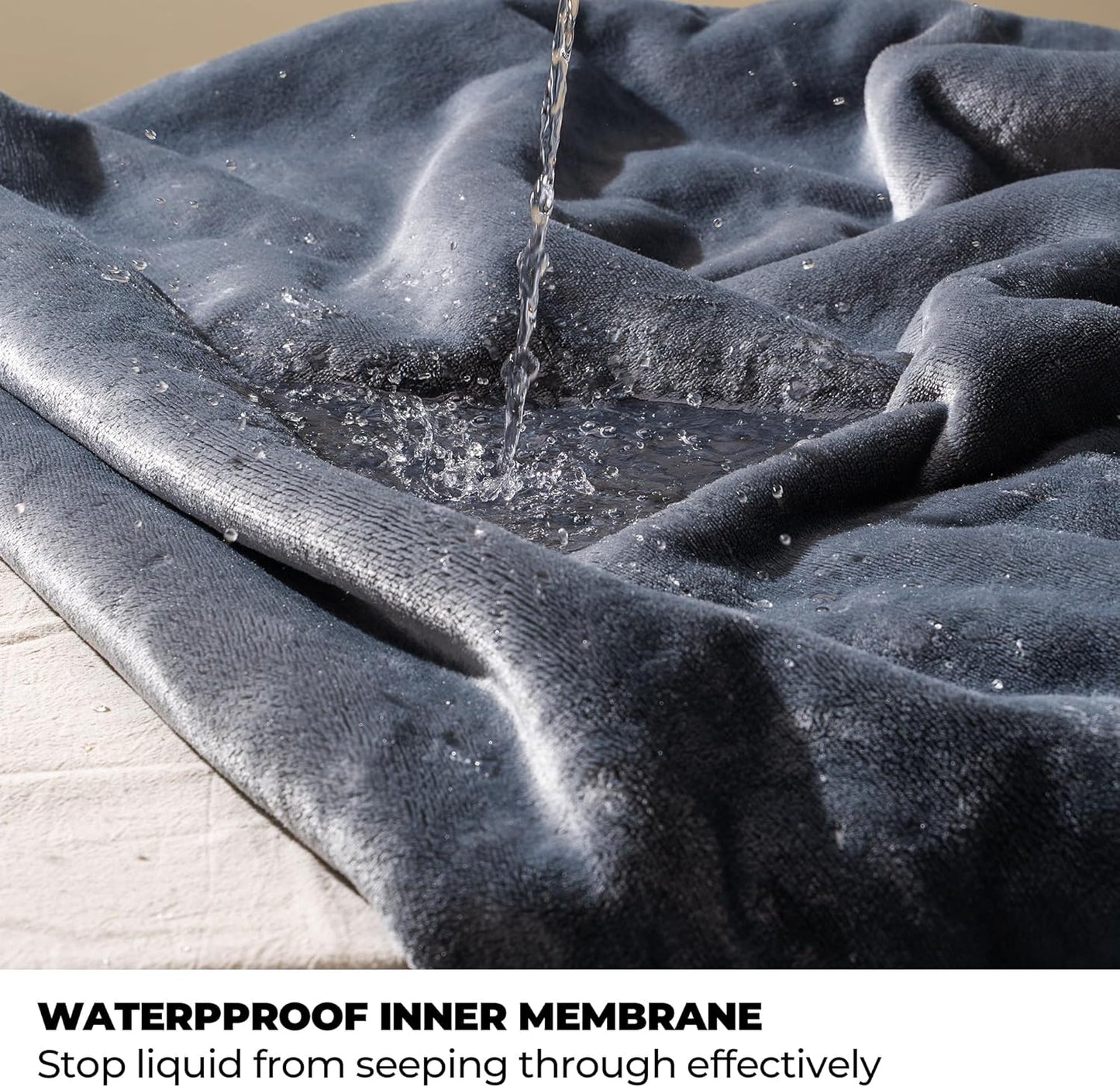 Sunheir Waterproof Blanket for Bed, Reversible Sherpa Fleece & Flannel Pet Blanket, Leakproof Spill-Proof Dog Blanket for Couch, Furniture Protector, Travel, Camping, 25"X35", Grey