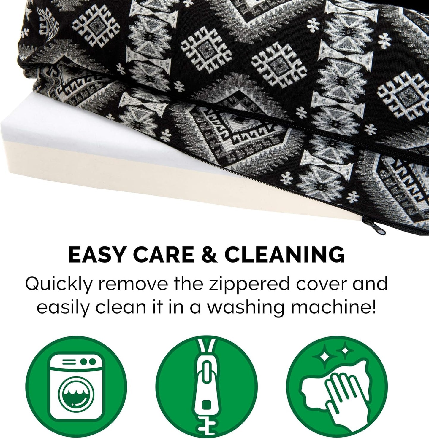FurHaven Supportive Memory Foam Sofa Dog Bed with Washable & Removable Cover - Plush/Woven - Black Medallion, Dogs Up to 55 lbs - Large
