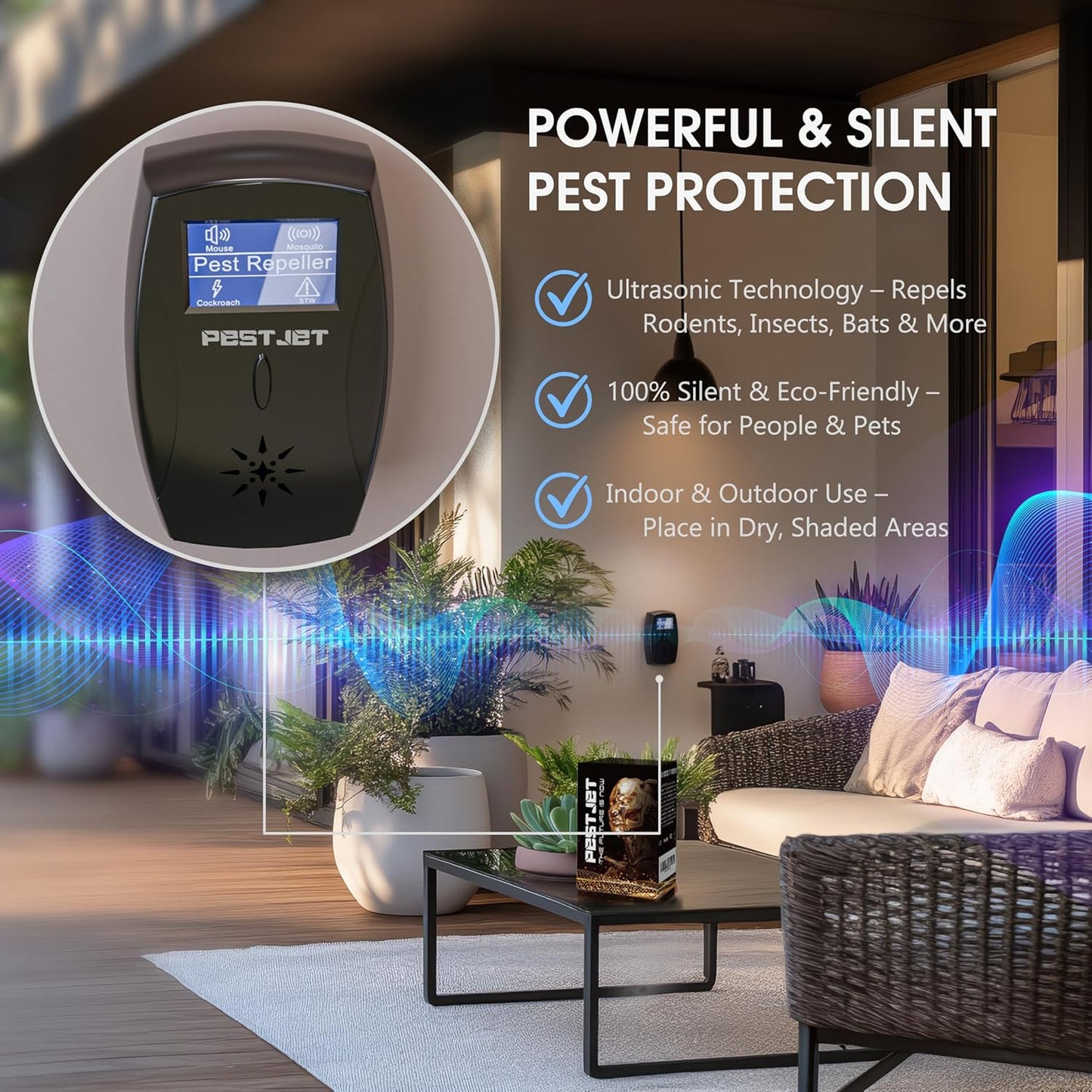 2026 Ultrasonic Pest Repeller Plug-in with LCD – Indoor Outdoor Use – Ultrasonic Electromagnetic Pest Control Device for Mice, Rats, Bats, Squirrels
