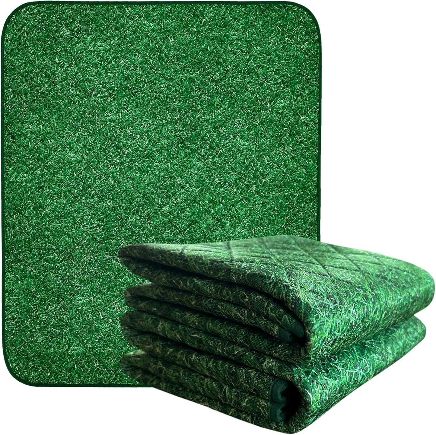 PawLyfe Reusable Pee Pads for Dogs - 2 Pack, 30" x 36" Washable Puppy Pads with Grass Print - Waterproof Dog Training Pee Mats - Non-Slip - Large Pet Pads for Indoors - Quilted Whelping Pads for Home