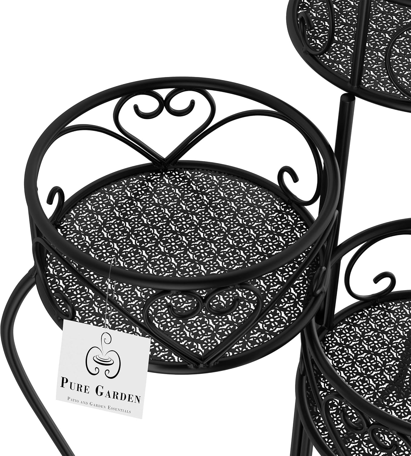 Pure Garden Tricycle Plant Stand 2-Tiered Indoor or Outdoor Decorative Vintage-Look Metal Display for Patio, Deck, Home or Lawn (Black)