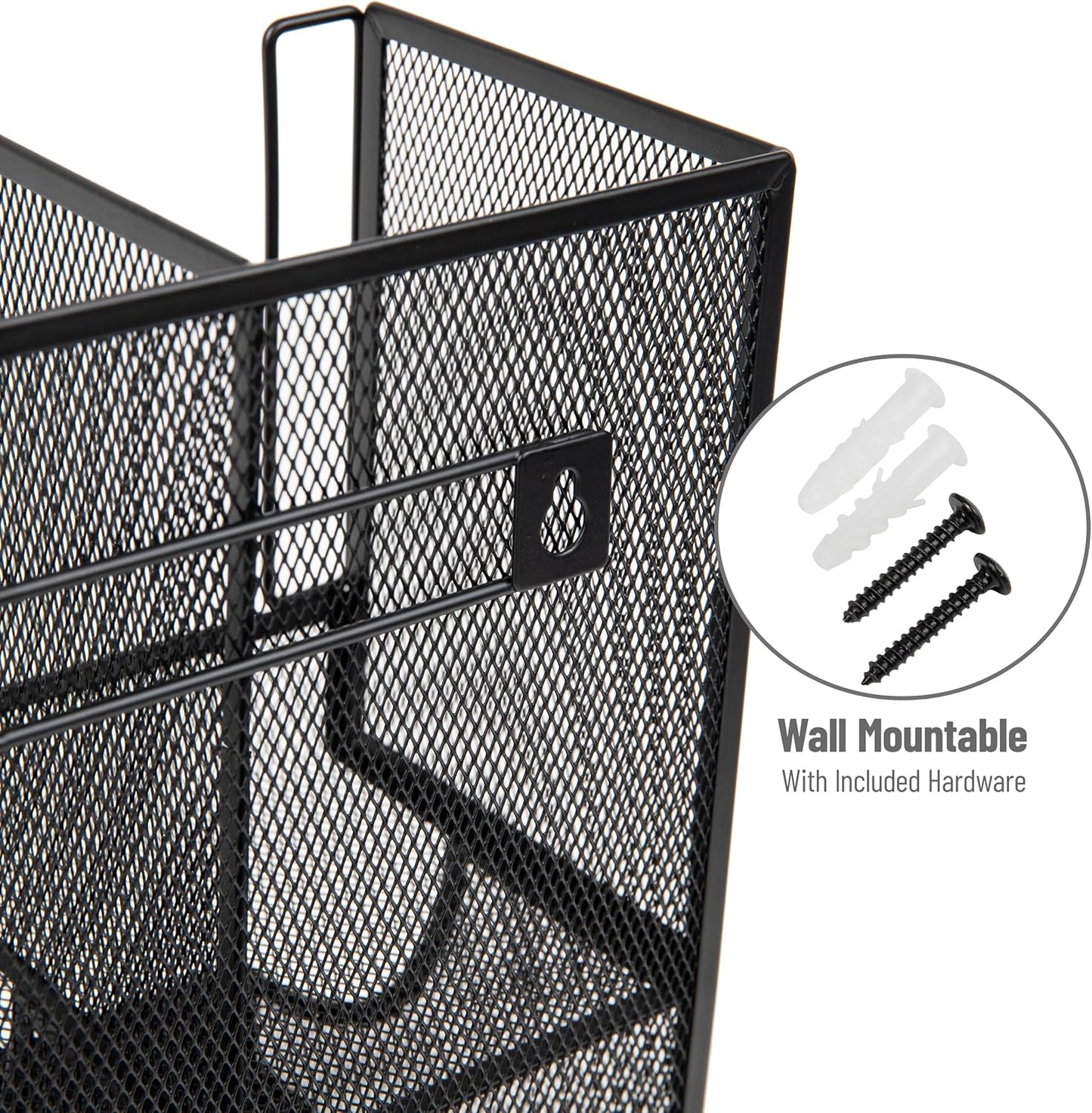 Mind Reader Multipurpose Countertop Organizer, Office Breakrooms, Cup and Condiment Station, Metal Mesh, Black