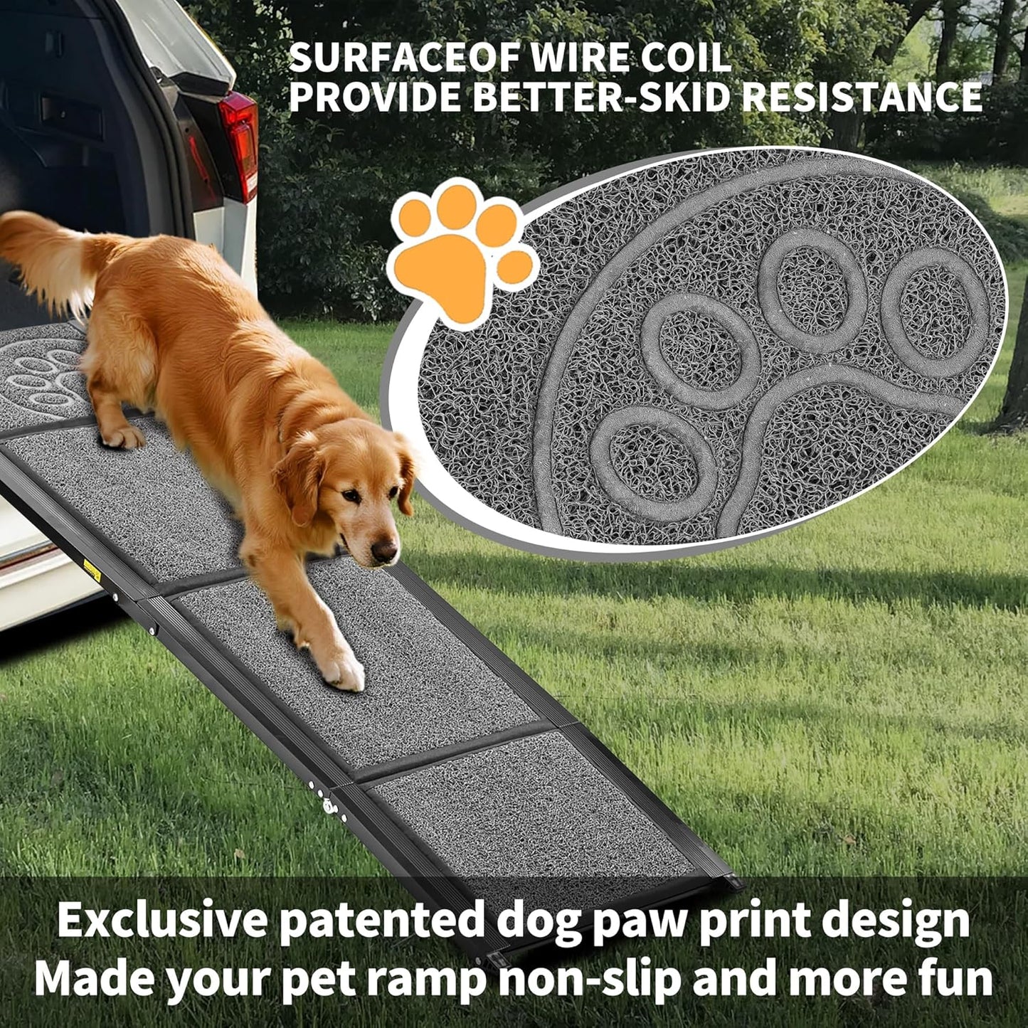 Dog Ramp for Large Dogs, Extra Long 71" & 17.3" Wide Folding Dog Ramp for High SUV & Truck, Portable Non-Slip Pet Ramp for Car, Supports 250 lbs