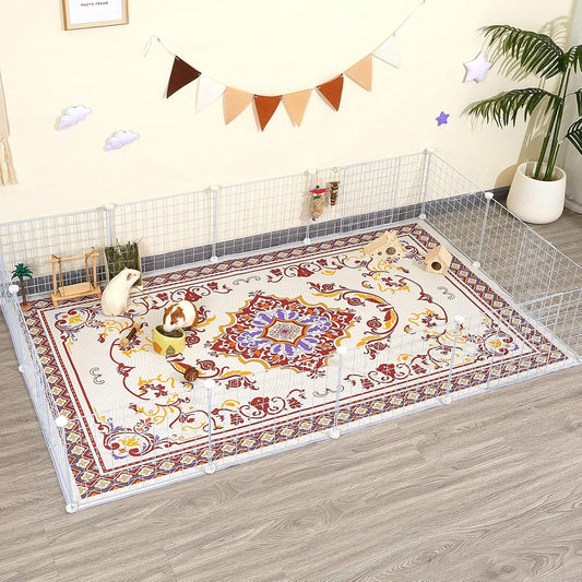 Glittme Rabbit Cage Liners 79"x 47"Reusable and Washable Bunny Mats Super Absorbent Dog Whelping Pads with Non-Slip Bottom for Small Animals