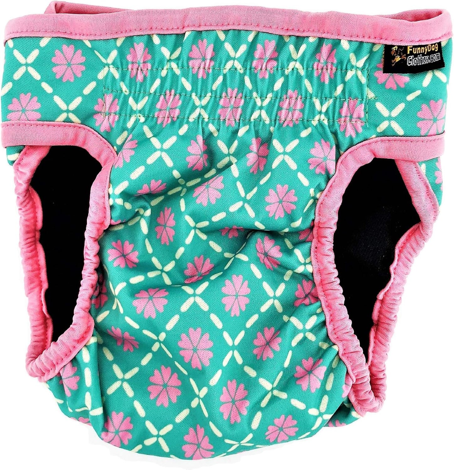 Pack of 3 Female Dog Diapers with 4 - Layers of Absorbent Pads Cat Panties Waterproof Leak Proof Washable (XS: Waist 8" - 12", Neon Pattern)