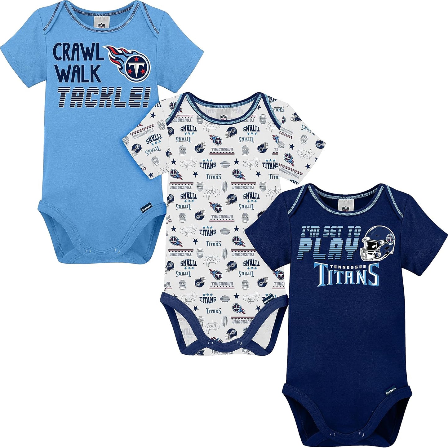 Gerber NFL Unisex-Baby NFL Team 3 Pack Short Sleeve Onesie Bodysuit