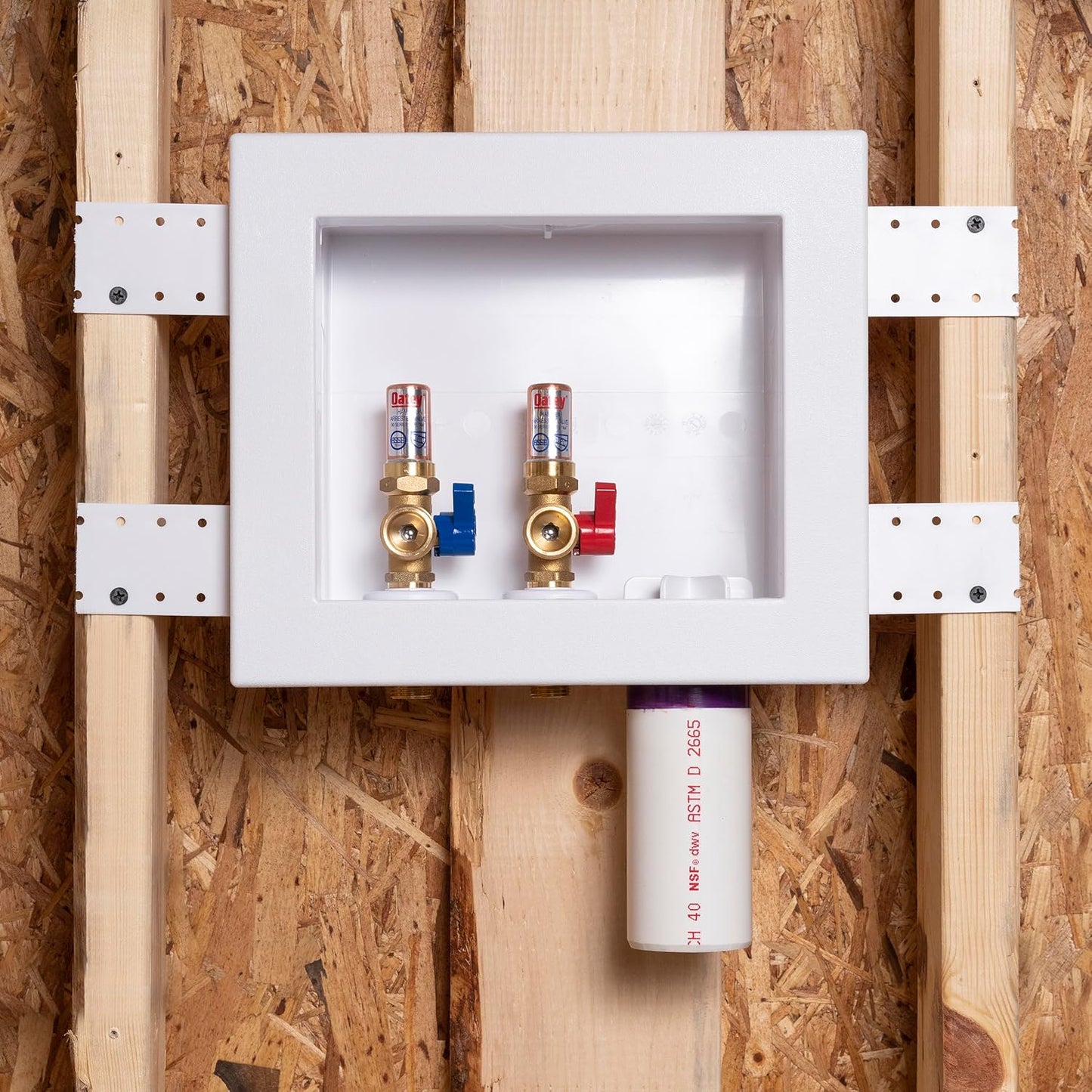 Oatey 38569 Quadtro Washing Machine Outlet Box, Hammer Arrestors, 1/4 Turn, Copper
