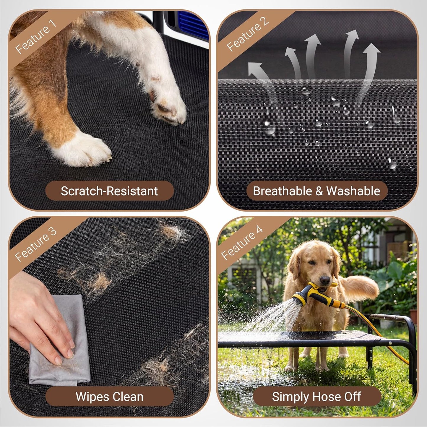 Elevated Outdoor Dog Bed with Fan - Cooling Dog Bed for Large Dogs, Waterproof Cot Easy to Assemble, 3 Wind Speed, Raised Dog Bed with Washable Mesh Cover, Durable, Non Slip, Up to 105 lbs