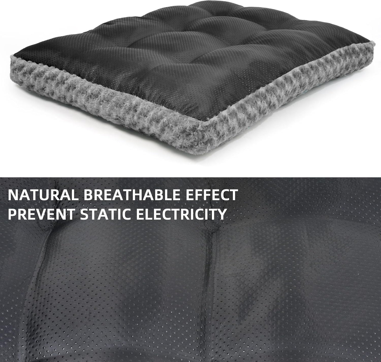 Dog Bed Washable Pet Bed, Dog Crate Bed Washable Cushion with Anti-Slip Bottom, Calming Anti-Anxiety Pet Bed with Non-Slip Bottom for Medium&Large Dogs and Cat, Grey(44.5''X32.7''X9.8'')
