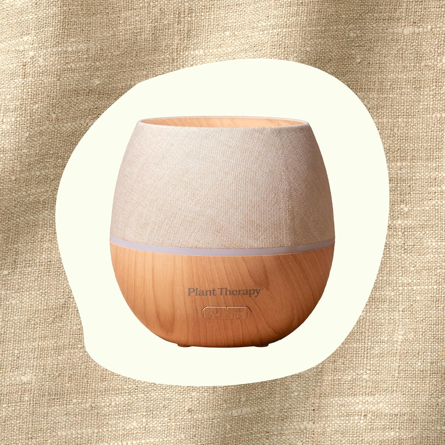 Plant Therapy Drift Linen Essential Oil Diffuser, Stylish Linen Cover Adds a Soft, Natural Touch to Any Space, Intermittent & Continuous Mist, Color-Changing Light Feature, 320 Square Feet Coverage