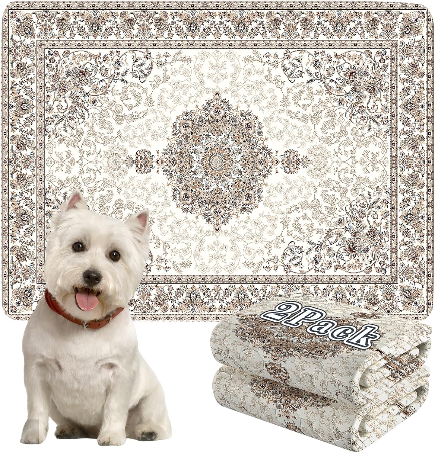 Washable Pee Pads for Dogs, 2 Pack Reusable Puppy Training Pads. 36''x48'' Super Absorbent Dog Rugs, Non-Slip and Leakproof Pee Mat for Dogs, Whelping Pads for Crates and Floors