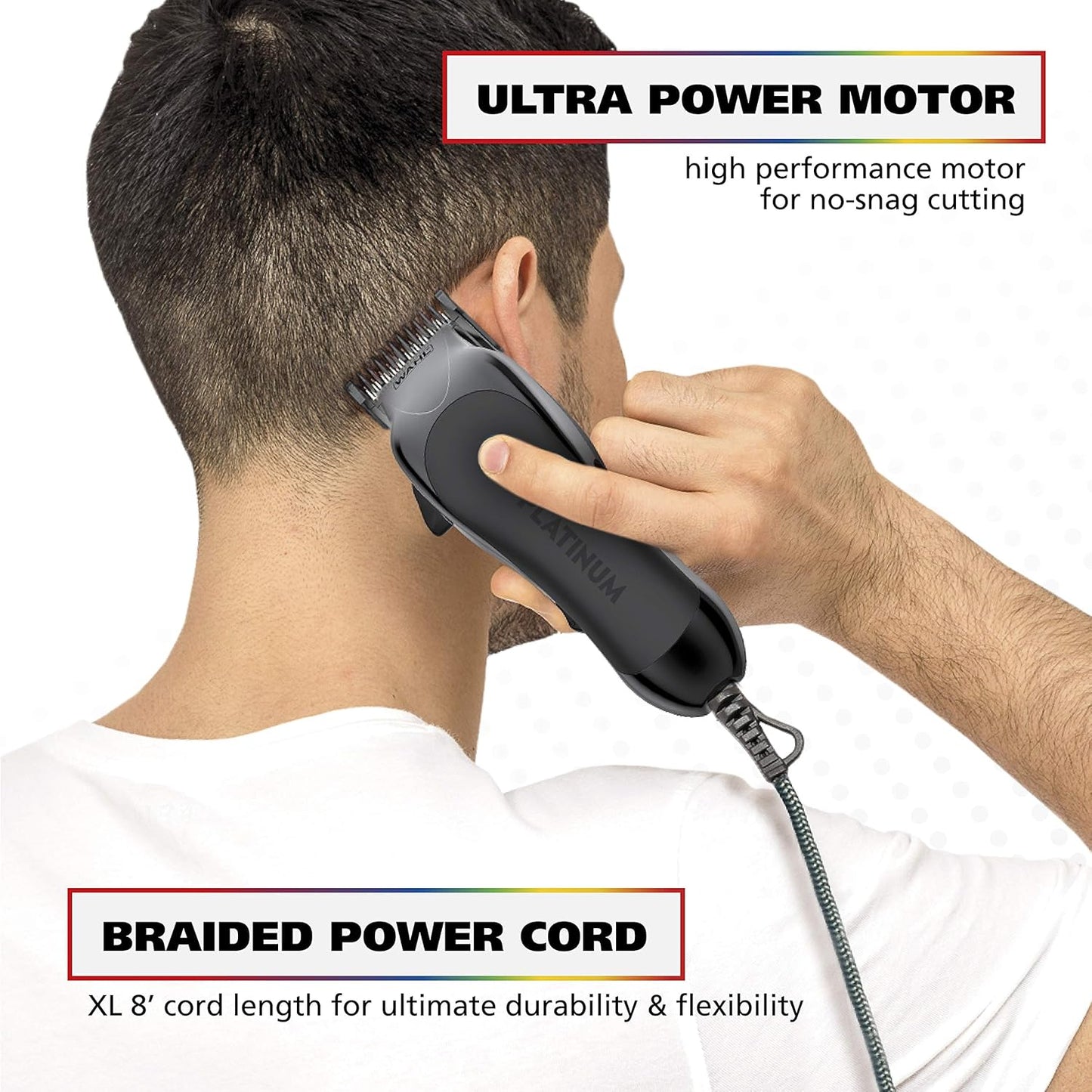 Wahl USA Pro Series Platinum Corded Clipper & Corded Trimmer for Home Haircutting with Color Coded Guide Combs – Model 79804-100