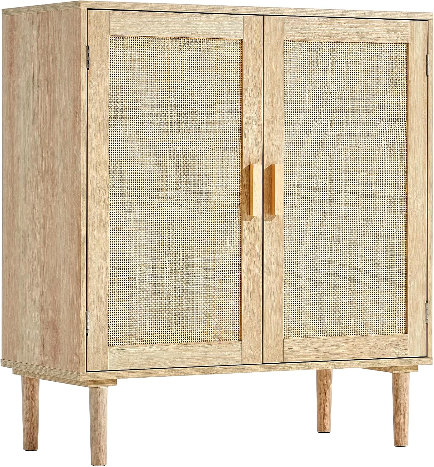 VEVOR Rattan Cabinet, Buffet Cabinet with 2 Magnetic Doors and Adjustable Shelves, Sideboard Buffet for Hallway, Entryway, Living Room, or Kitchen, Natural